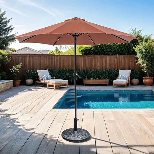 Tano 9' Outdoor Umbrella + 21" Round Base - Casa Morelos / Coahuila Furniture (Oklahoma City, OK)