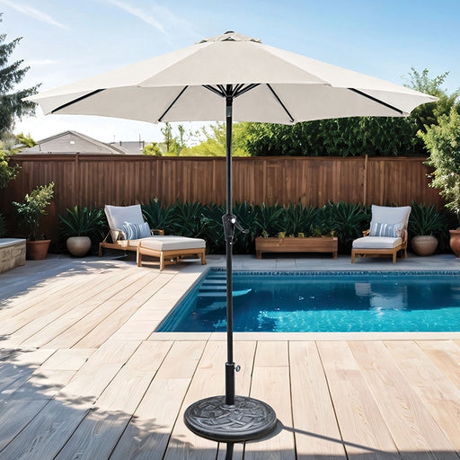 Tano 9' Outdoor Umbrella + 21" Round Base - Casa Morelos / Coahuila Furniture (Oklahoma City, OK)