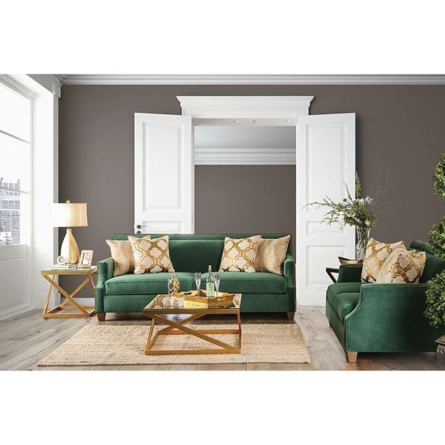 VERDANTE Emerald Green/Gold Sofa - Casa Morelos / Coahuila Furniture (Oklahoma City, OK)