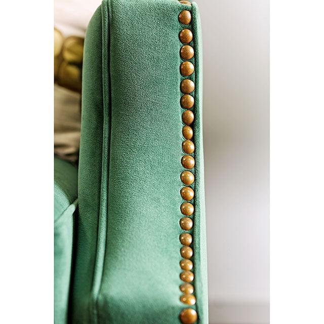 VERDANTE Emerald Green/Gold Sofa - Casa Morelos / Coahuila Furniture (Oklahoma City, OK)