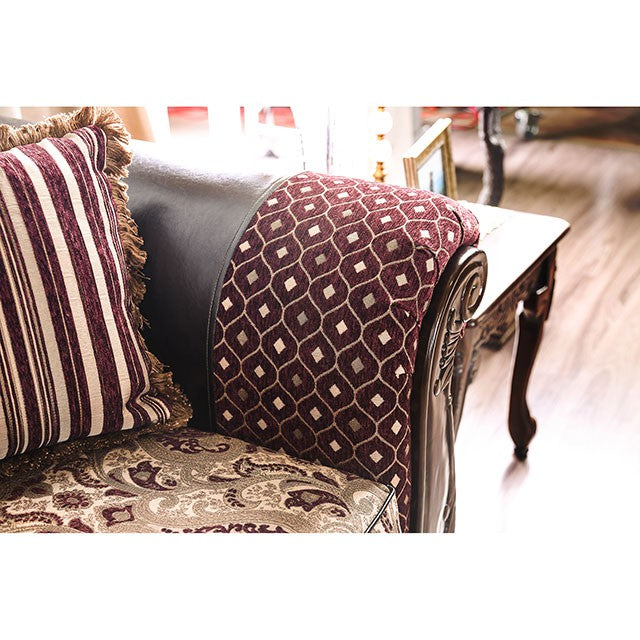 Quirino Burgundy/Dark Brown Sofa - Casa Morelos / Coahuila Furniture (Oklahoma City, OK)
