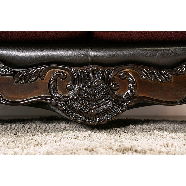 Quirino Burgundy/Dark Brown Sofa - Casa Morelos / Coahuila Furniture (Oklahoma City, OK)